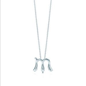 TIFFANY & CO sterling silver M initial necklace